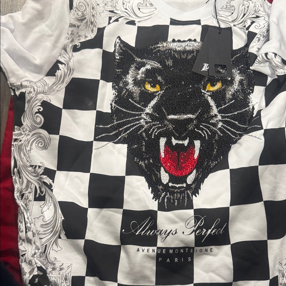 Adult Black and White Panther Graphic Shirt